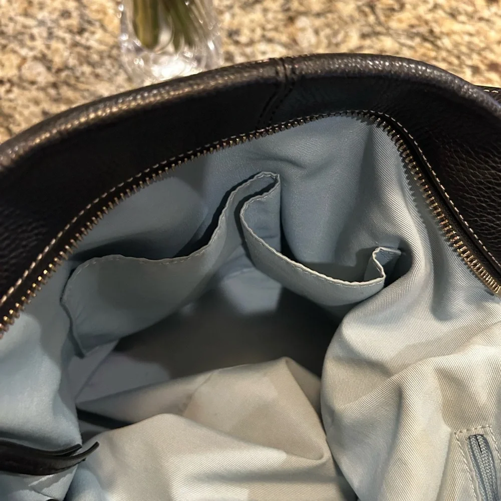 Coach Duffle Black Pebble Leather Hobo Shoulder Bag Convertible - Picture 7 of 12